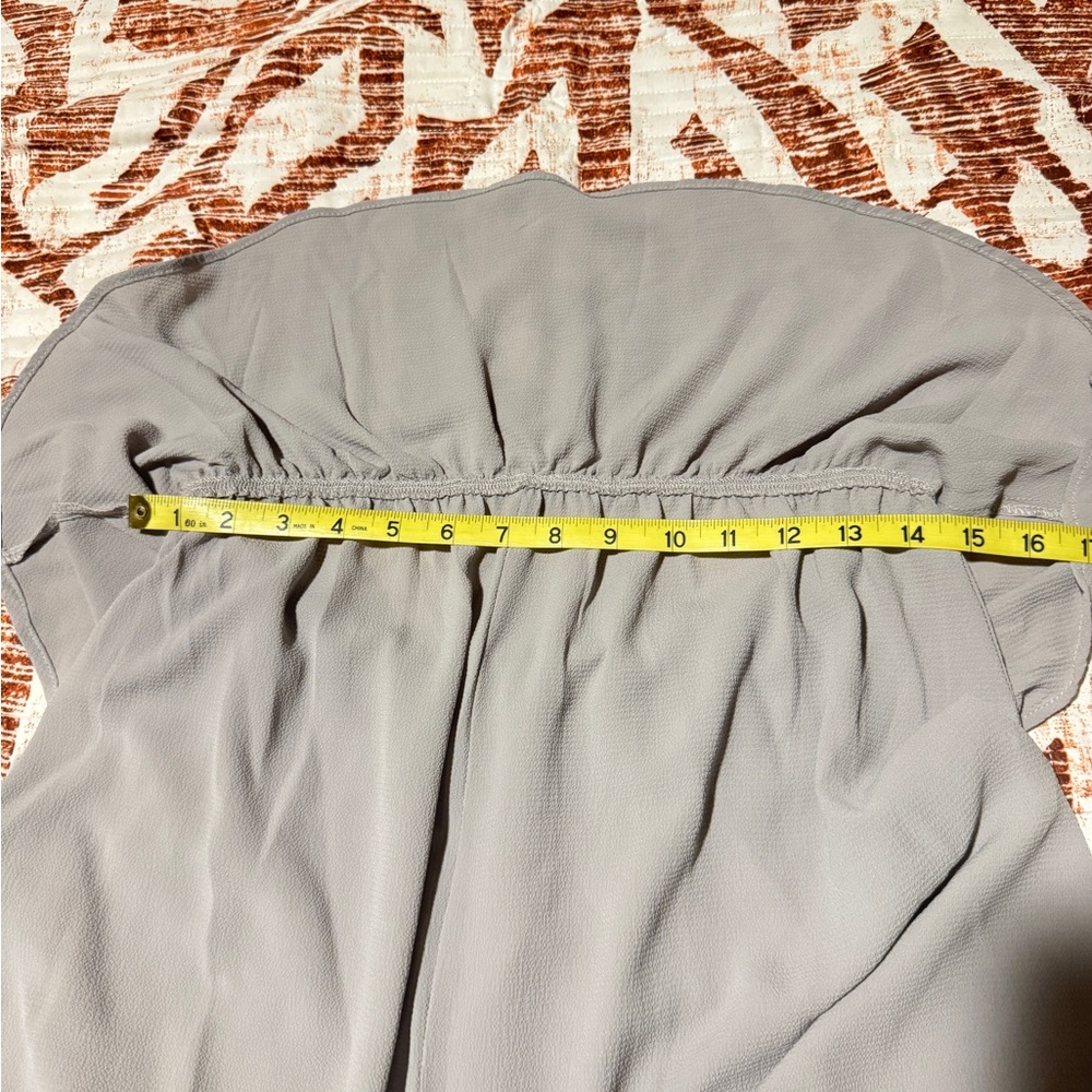 Inorin Gray Strapless Ruffle Tie Front Size Large Top - Picture 9 of 10